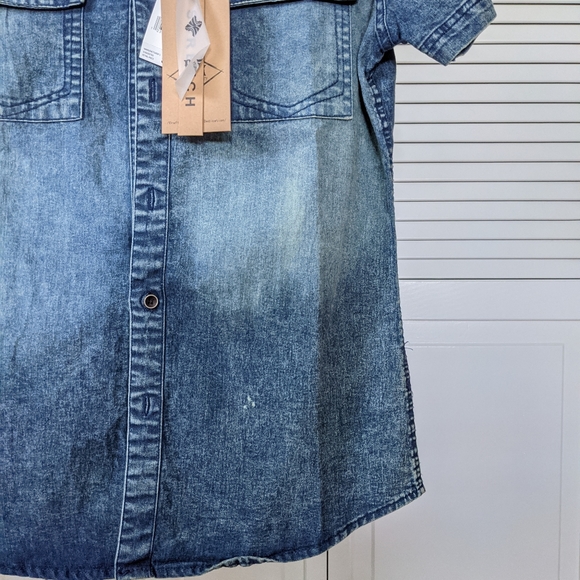 ROK Brand New Denim Short Sleeve Shirt Vintage Wash Size Small 455 - Picture 2 of 5